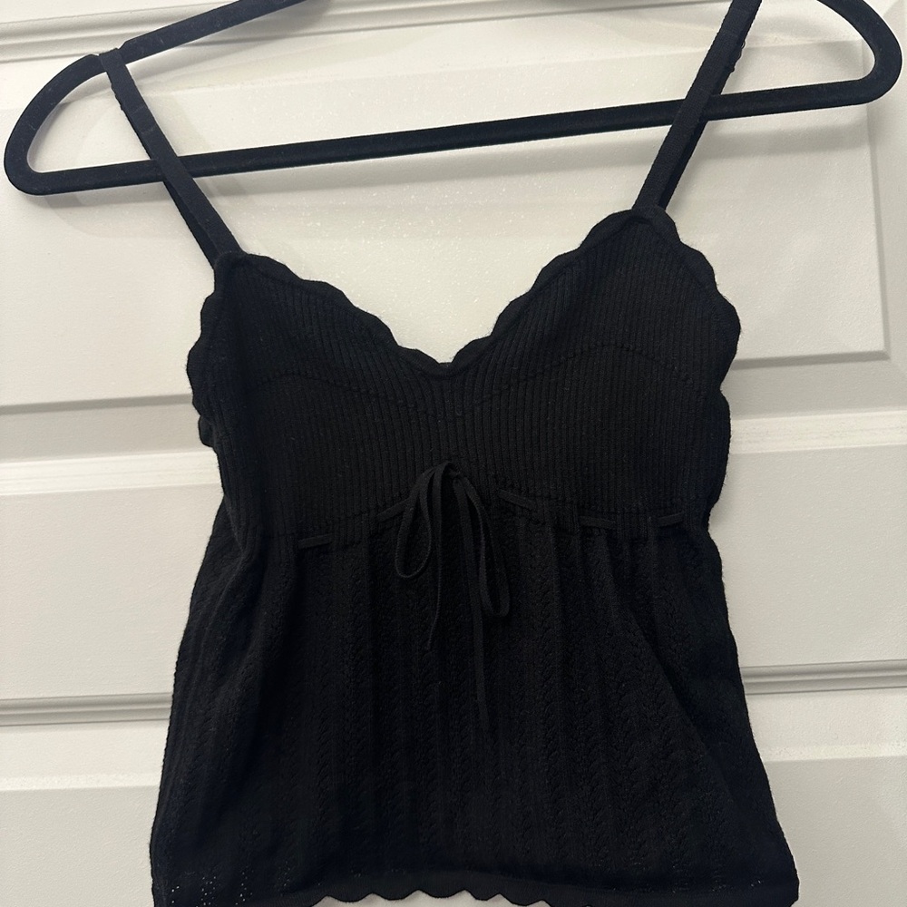 Aritzia Black Scalloped Camisole